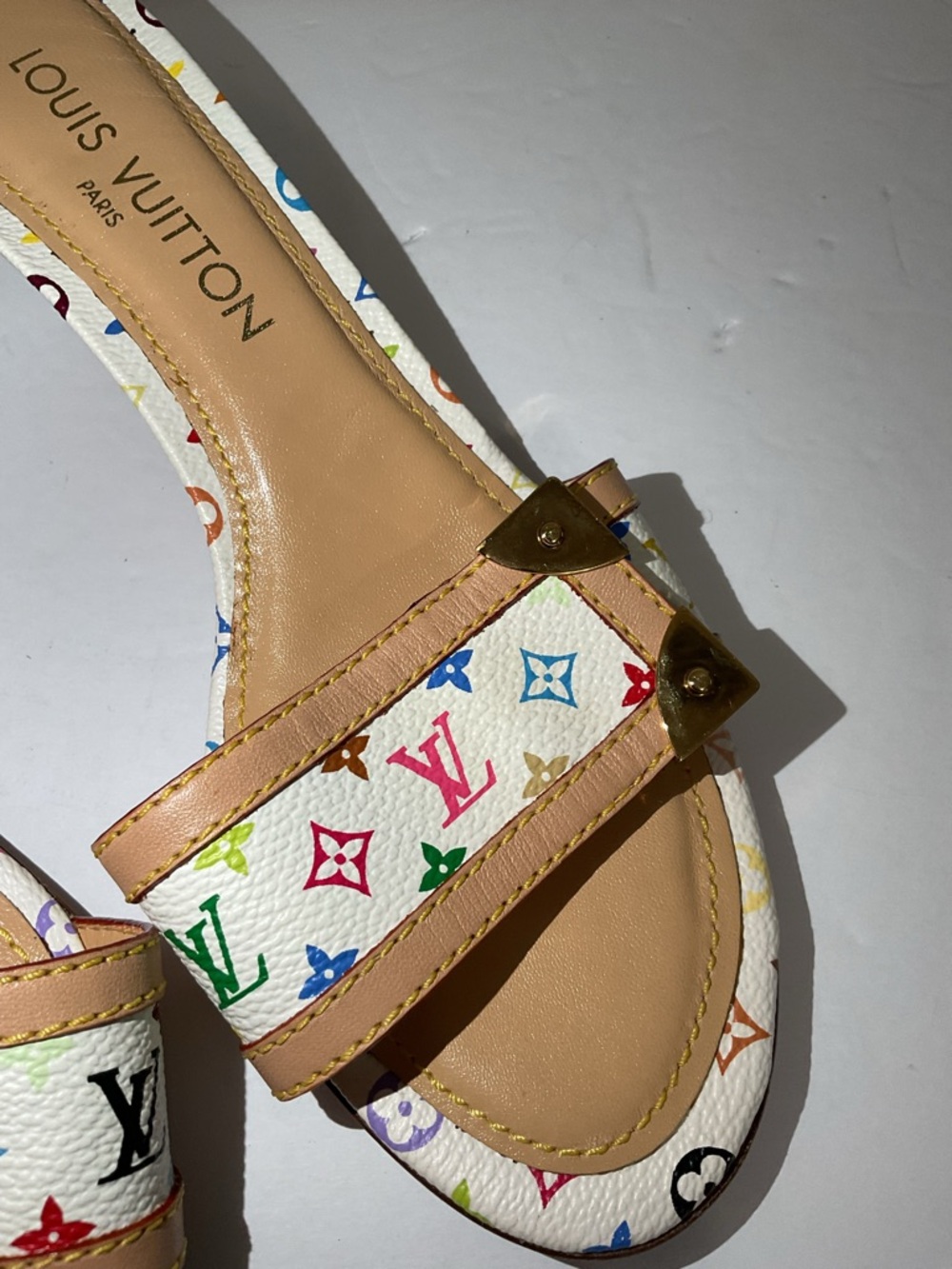 Louis Vuitton Sandals Murakami Kitten Heel Size 36.5 - Picture 11 of 14